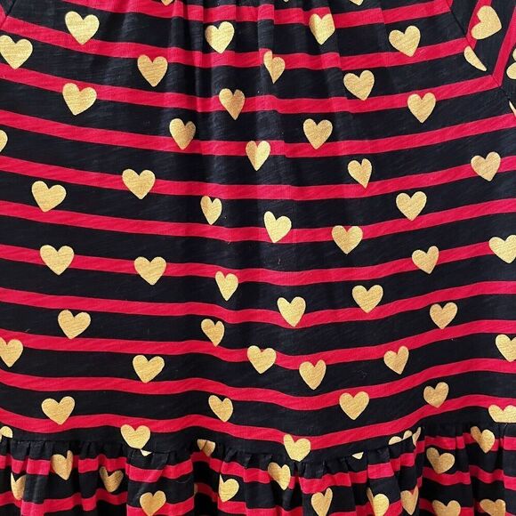 Crewcuts J Crew Navy Red Striped Gold Hearts Dress Girls Size Medium 8-9 NWT - Picture 6 of 11